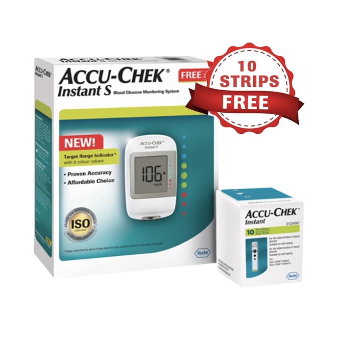 New accu-chek instant s blood glucose meter with 10 test strip free